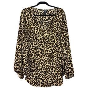 Torrid Leopard Print Top Keyhole Long Sleeve Blouse Plus Size 2X
